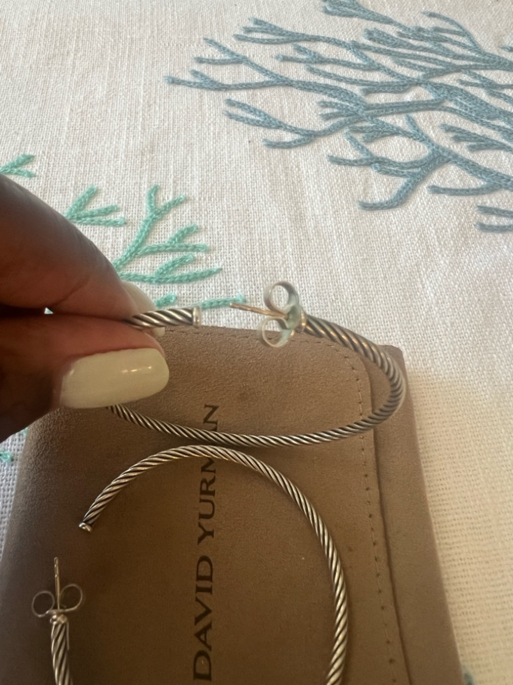 David Yurman Silver Twisted Cable Hoop Earrings